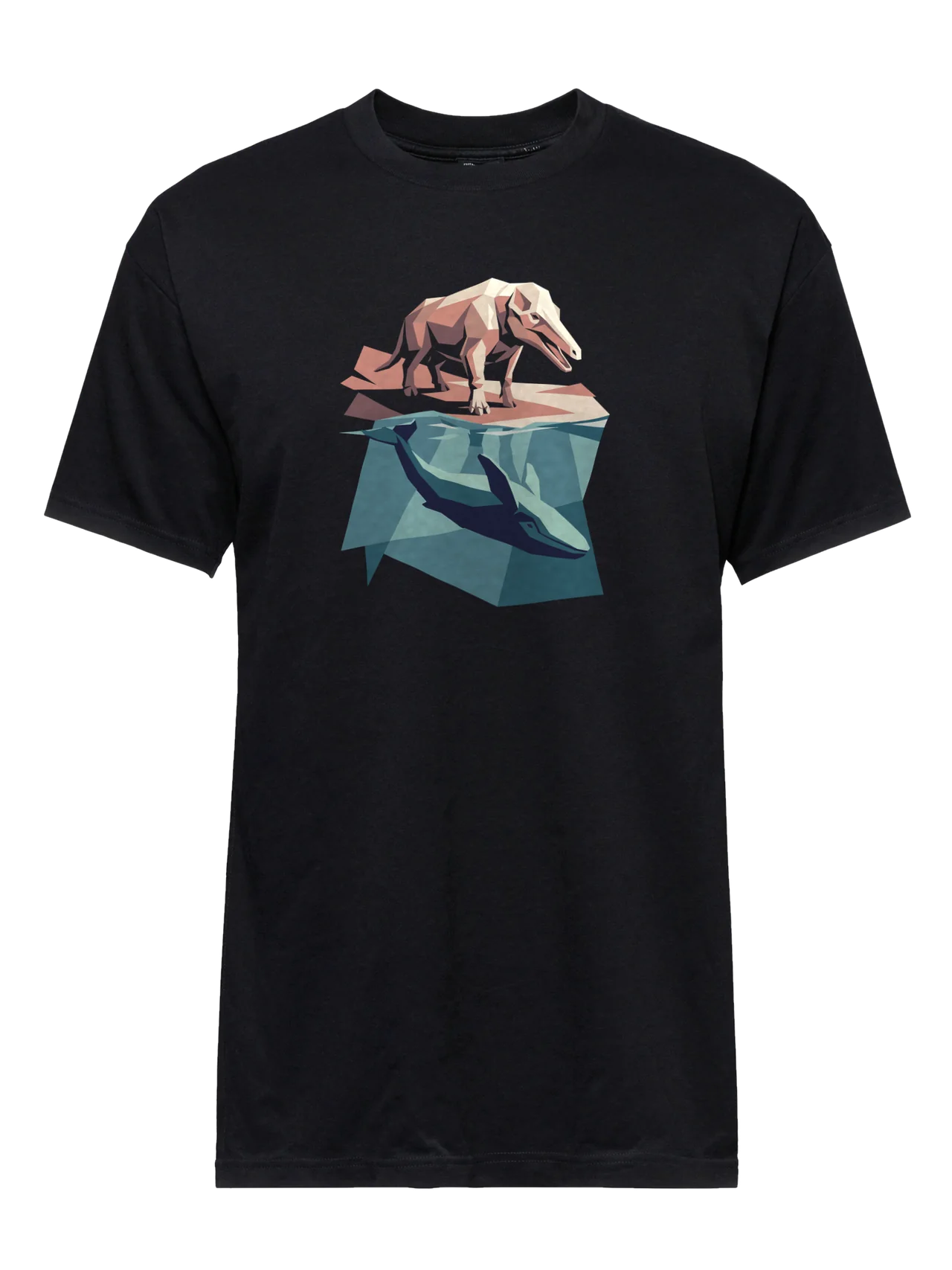 T-shirt in black with plate 11, Above, Below, printed on the front.