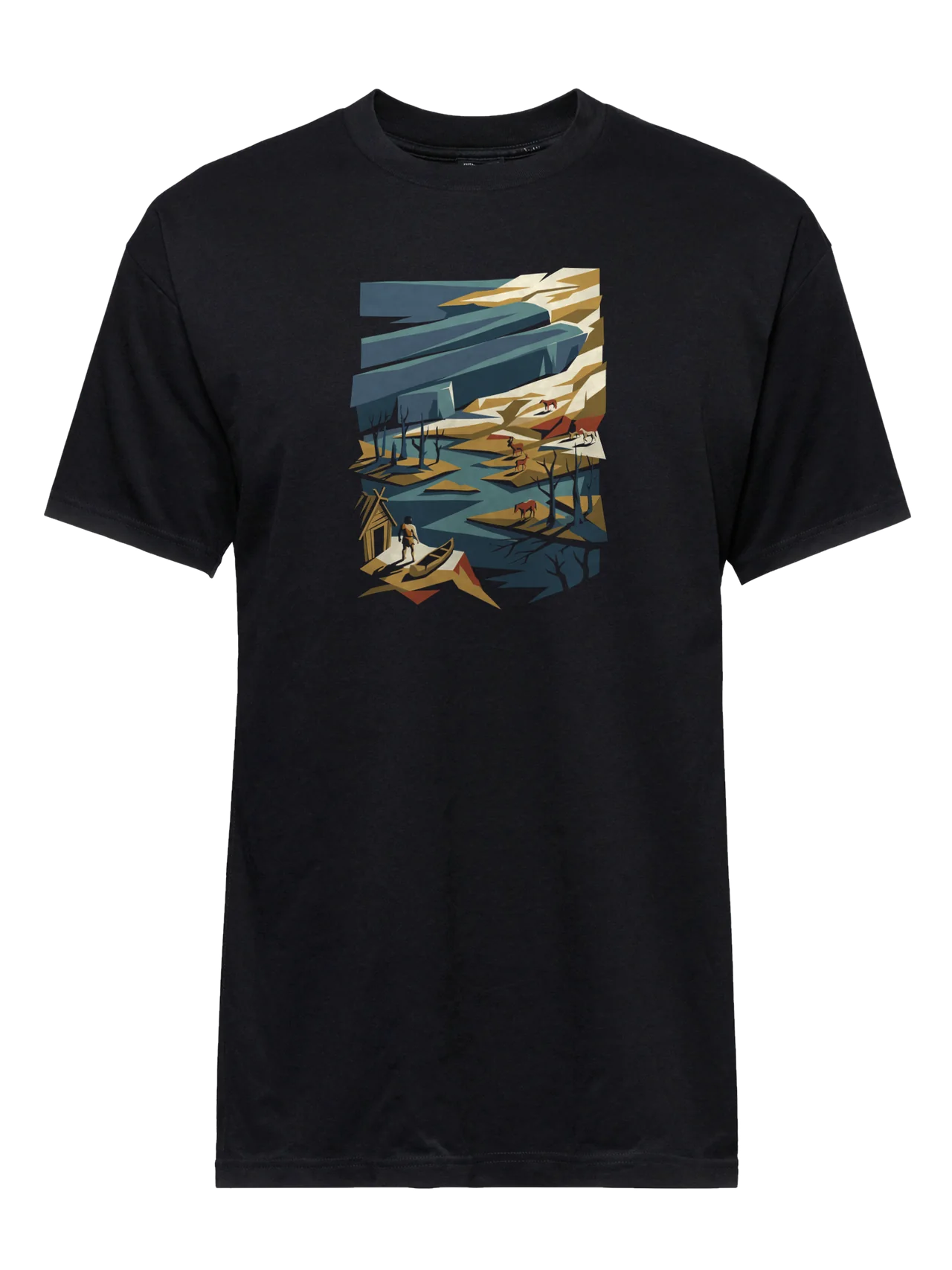 T-shirt in black with plate 13, Thaw, printed on the front.