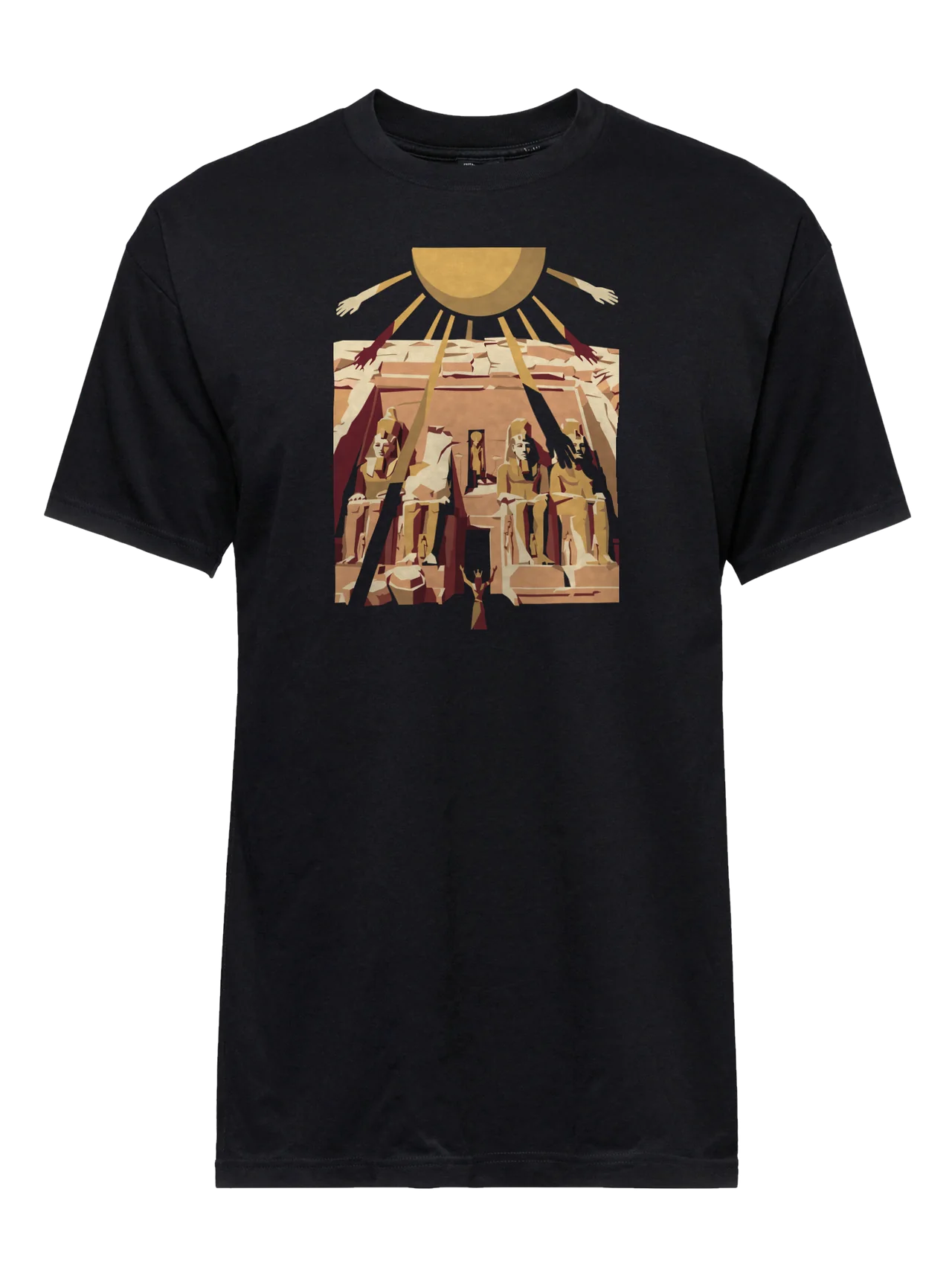 T-shirt in black with plate 14, Sun Temple, printed on the front.