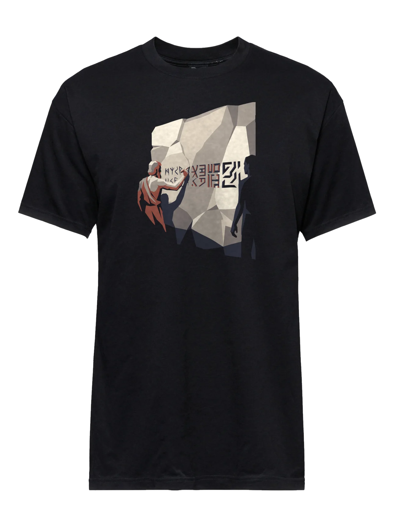 T-shirt in black with plate 16, Inscription, printed on the front.